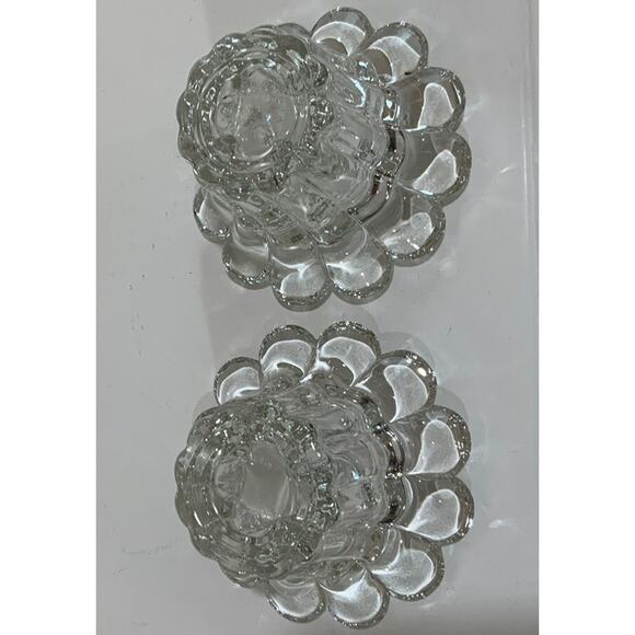 Vtg Darby Clear Crystal Candleholder Candlestick Holder Taper Flower Shaped NOS - Picture 8 of 14